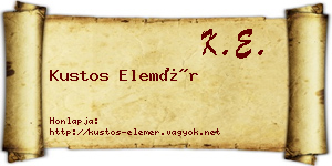 Kustos Elemér névjegykártya